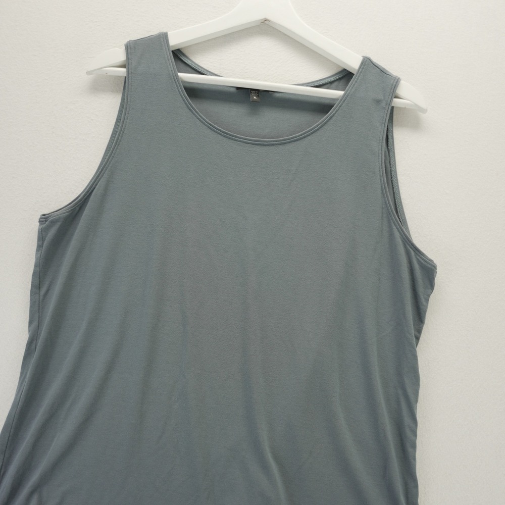 Eileen Fisher Womens XL Tank Top Blue Grey Rayon Lycra Stretch Scoop Neck U0588M